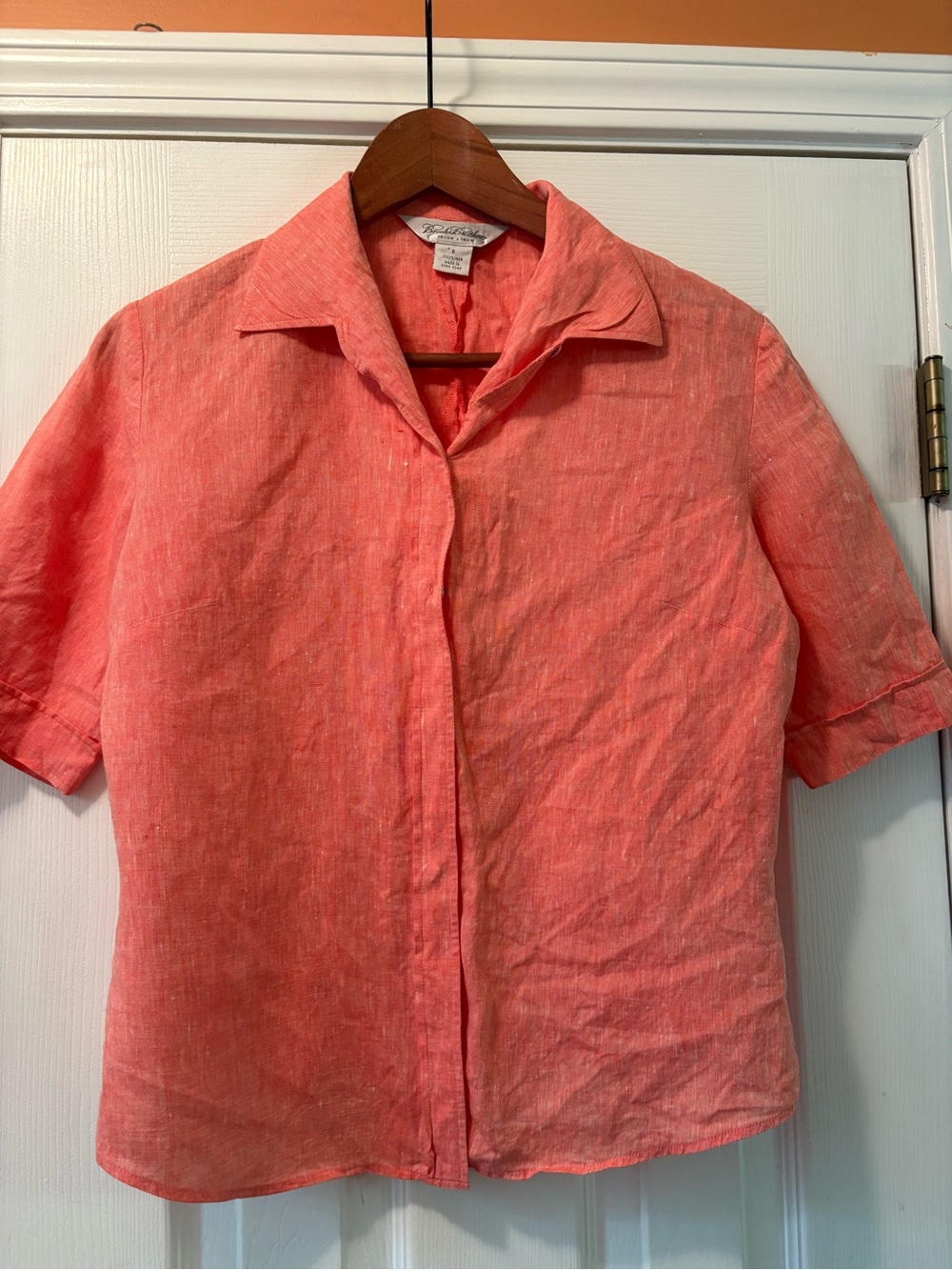 Brooks Brothers Coral Irish Linen Button-Front Shirt